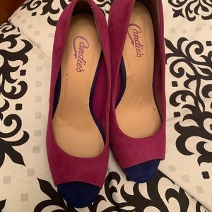 Blue and magenta color heels